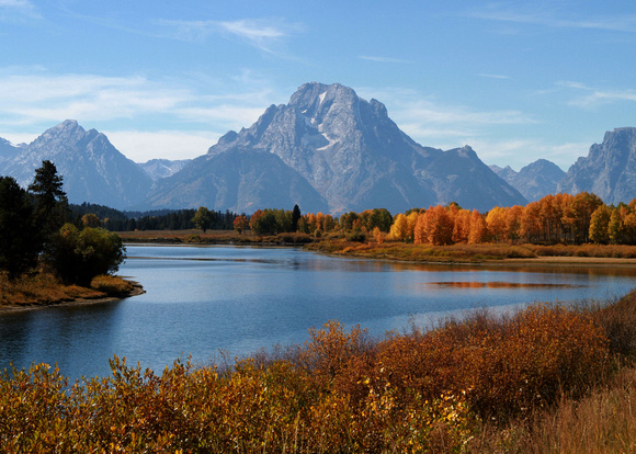 Tetons (Mt Moran) from Oxbow Bend, Snake River