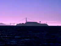 Alcatraz Island & GG Bridge at sunset